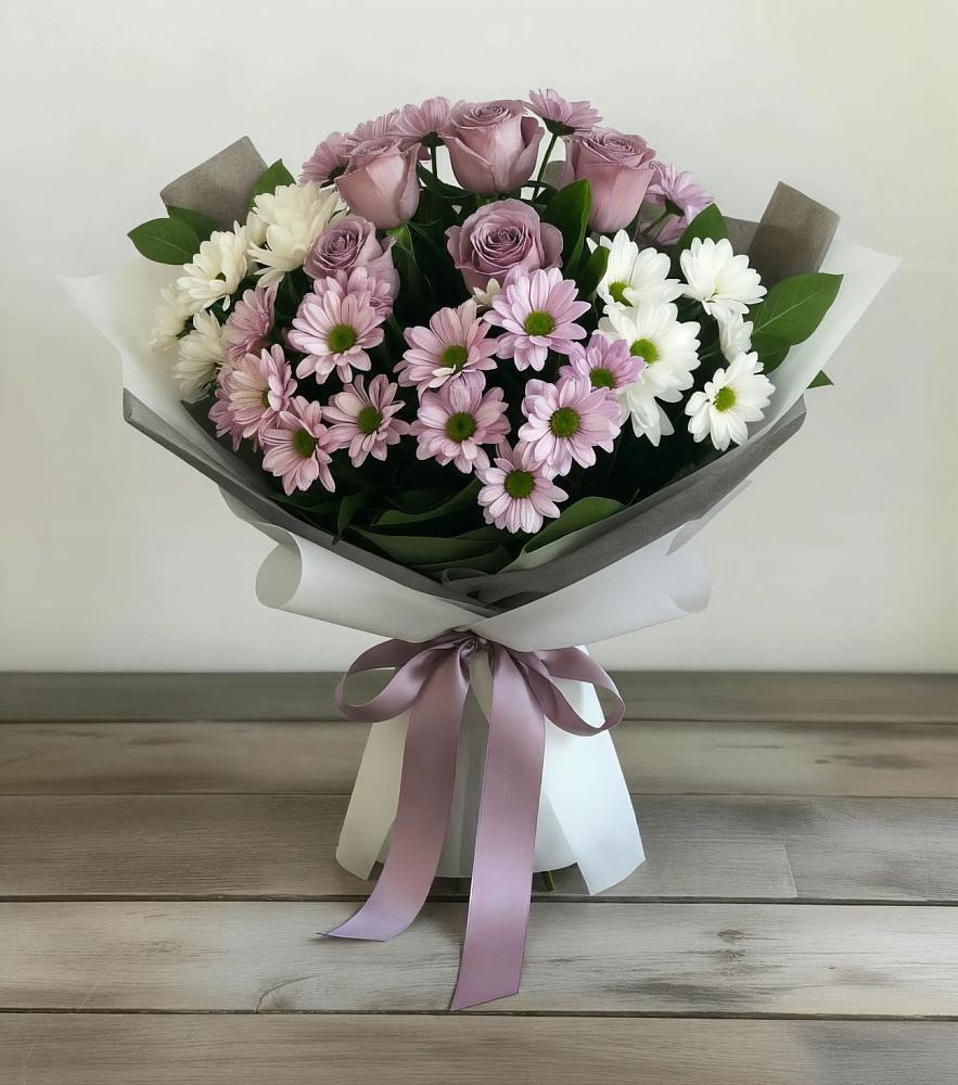 Букет цветов из: Хризантемы и Розы в Коршево