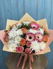 Букет цветов из:  Розы, Герберы и Хризантемы в Коршево