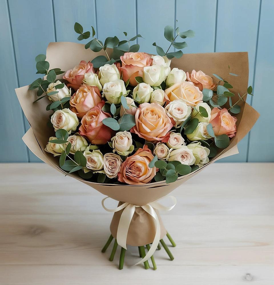 Букет цветов из: Альстромерии и Розы в Коршево