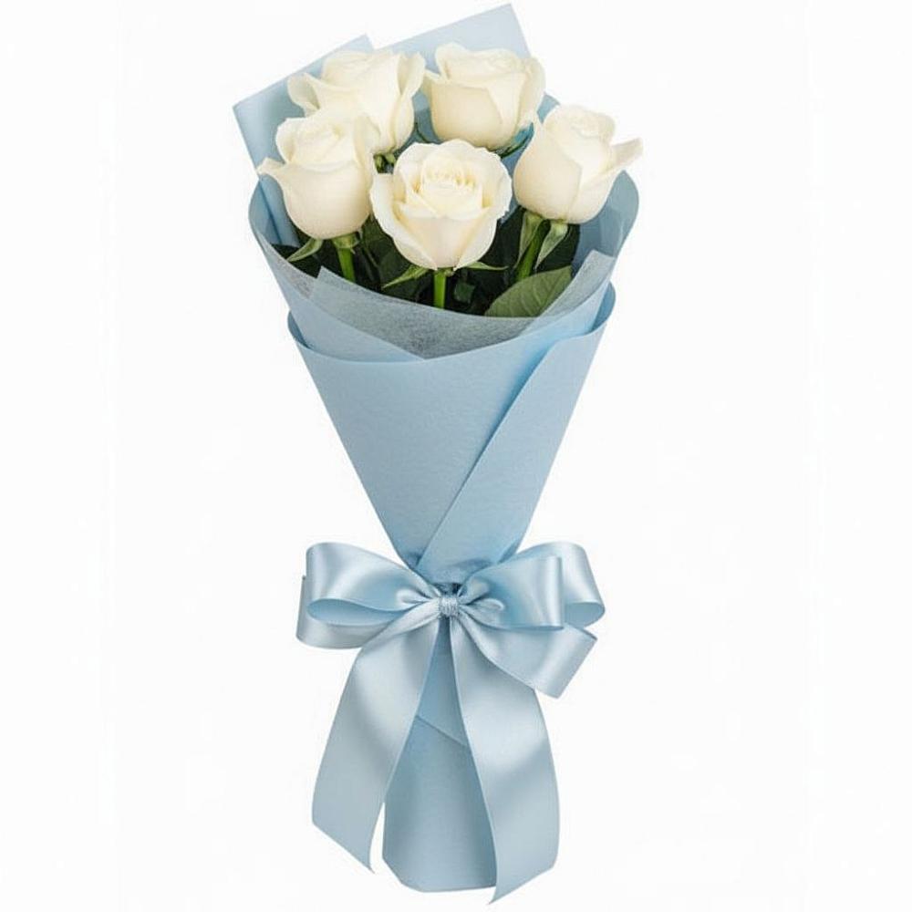 Букет 5 Белых роз Проуд в Коршево