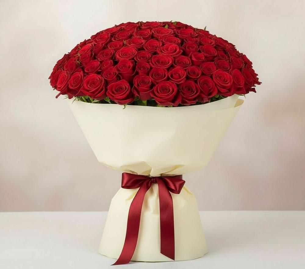 Букет 101 Красная роза Милано в Коршево
