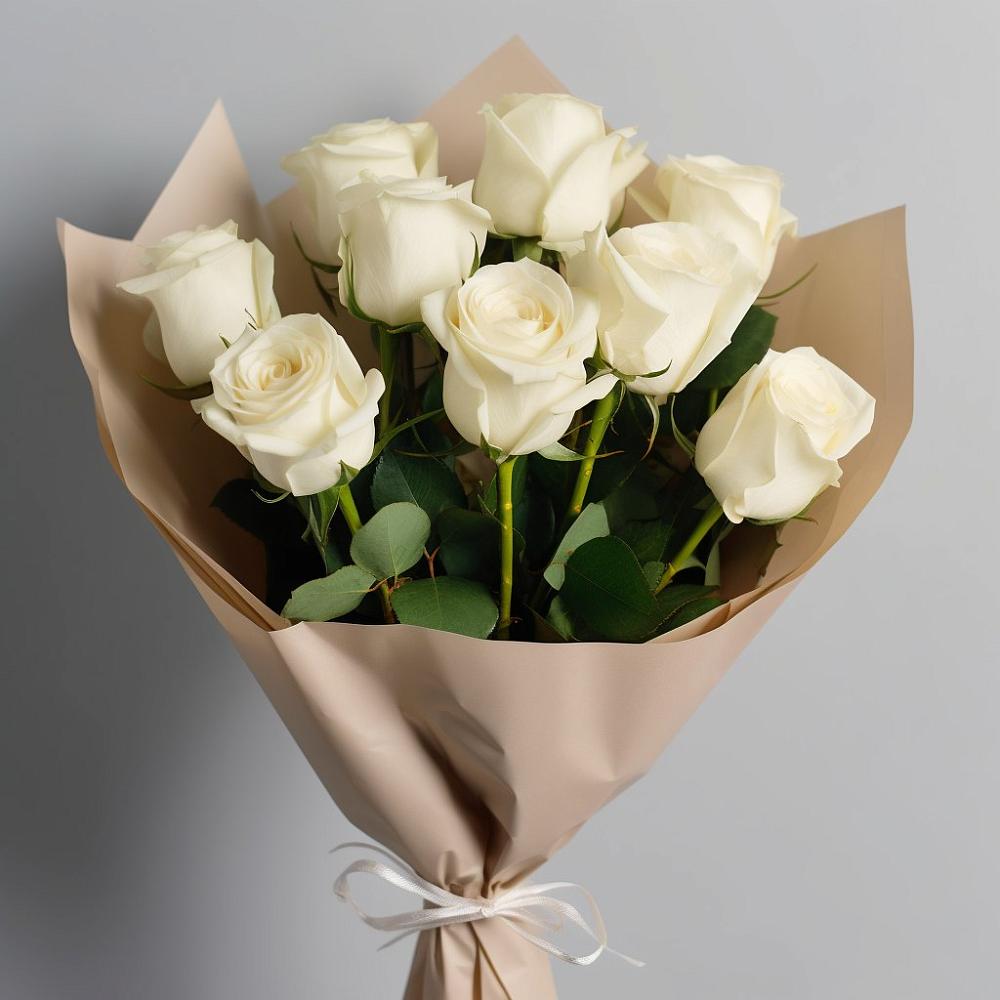 Букет 9 Белых роз Эдлесс Лав в Коршево