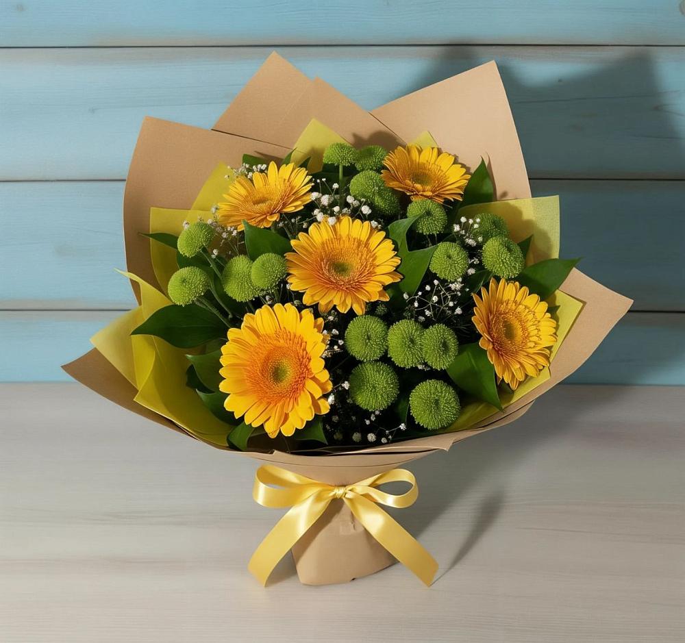Букет цветов из: Герберы и Хризантемы в Коршево