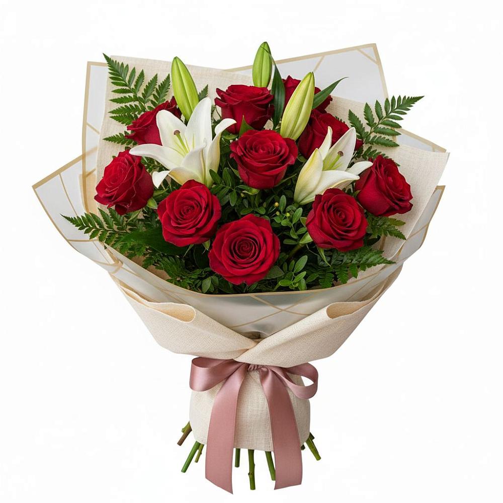 Букет цветов из: Лилии и Розы в Коршево