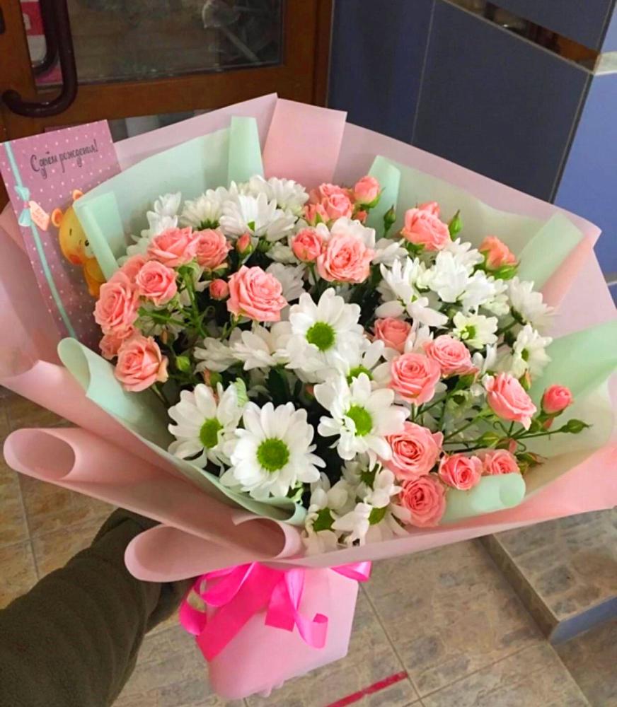 Букет цветов из: Розы и Хризантемы в Коршево