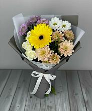 Букет цветов из:  Розы, Герберы и Хризантемы #REPLACE_PRED# Коршево