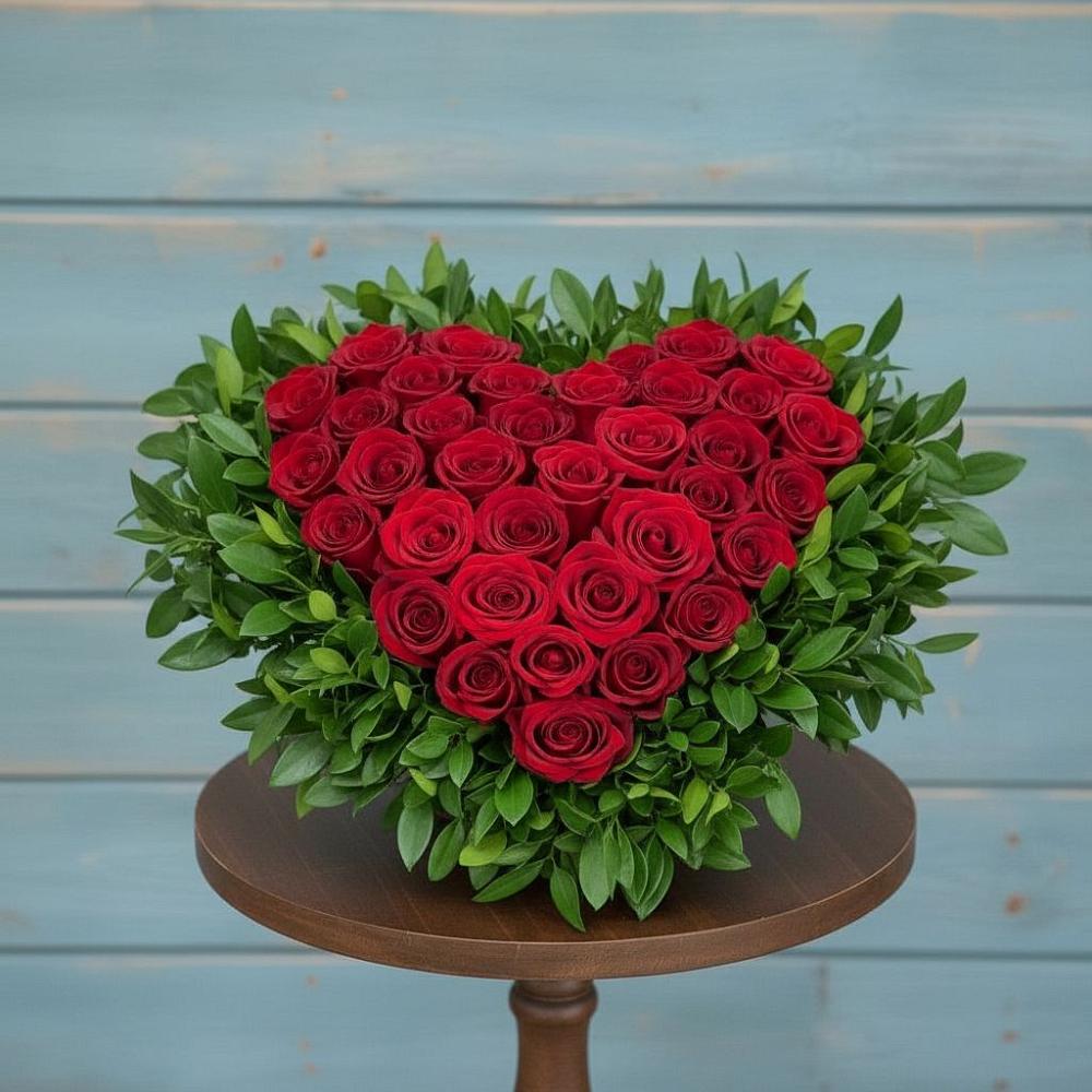 Цветочная композиция из Розы в виде сердца в Коршево