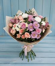 Букет цветов из:  Хризантемы, Розы и Альстромерии в Коршево