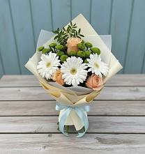 Букет цветов из:  Герберы, Розы и Хризантемы в Коршево