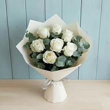 Букет Белые розы в Эвкалипте #REPLACE_PRED# Коршево